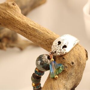 Beaded bracelet crafted from an antique spoon handle